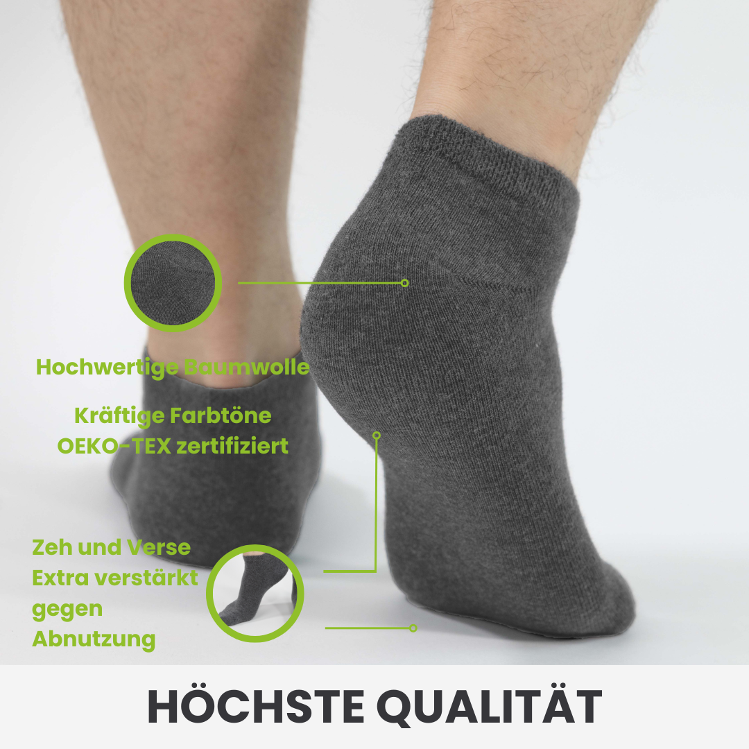 Grau-Anthrazit Sneaker Socken - 10er Paar - Diabetiker tauglich