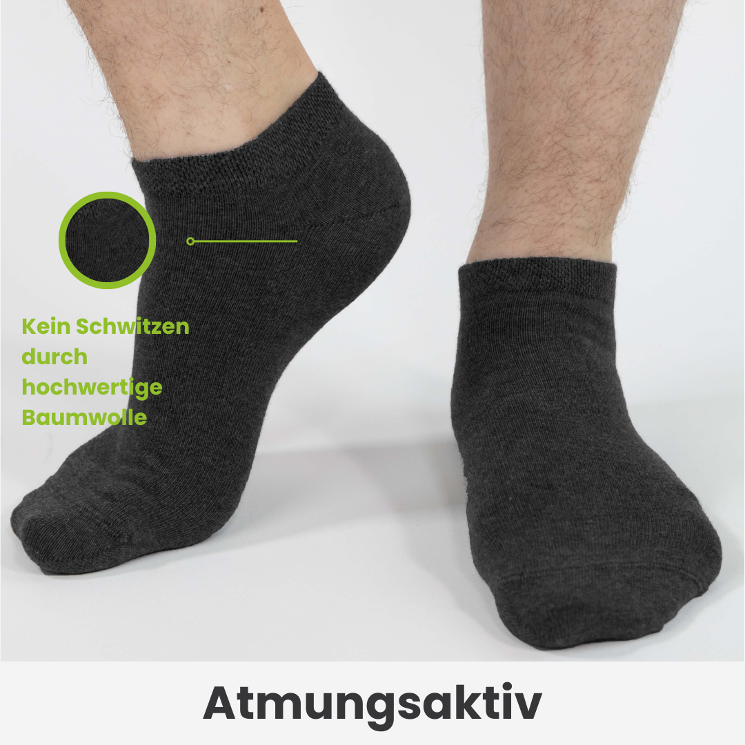 Grau-Anthrazit Sneaker Socken - 10er Paar - Diabetiker tauglich